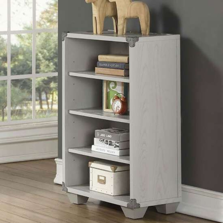 Furniture * | Coupon Simple Relax 4 Open Compartments Bookcase In Gray Finish