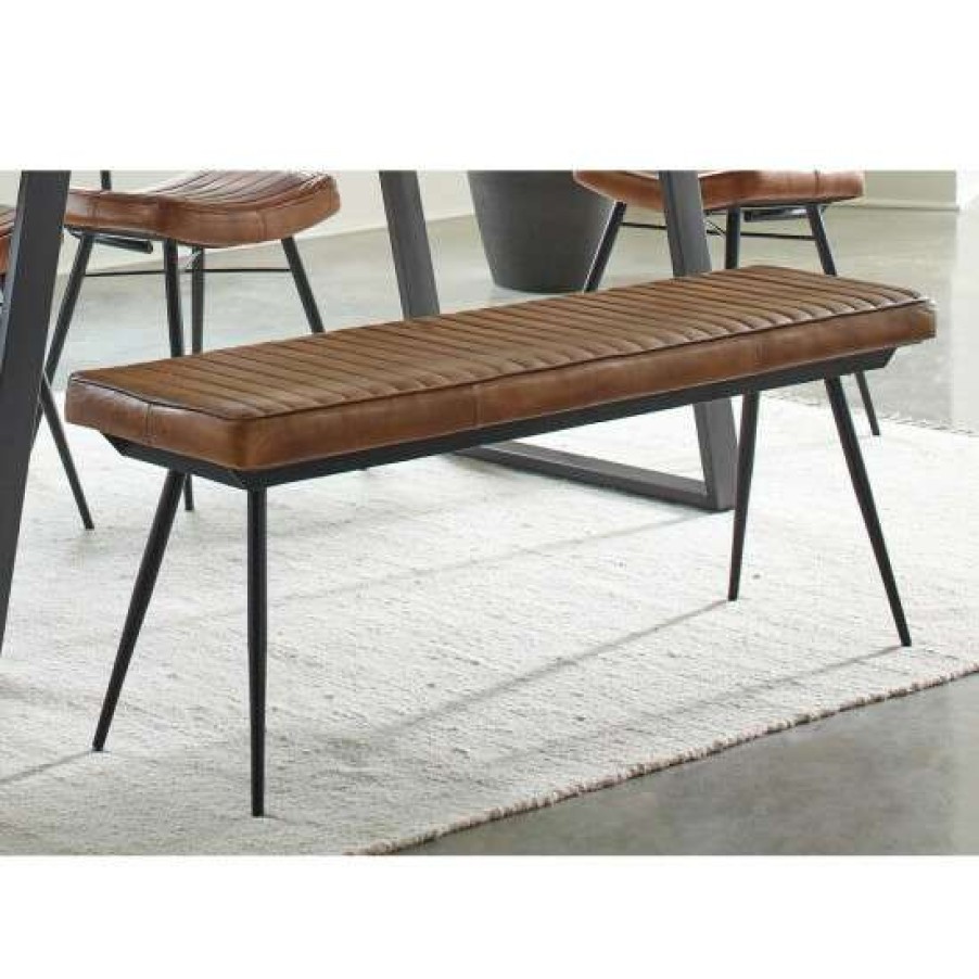 Furniture * | Promo Simple Relax Pu Dining Bench With Metal Legs