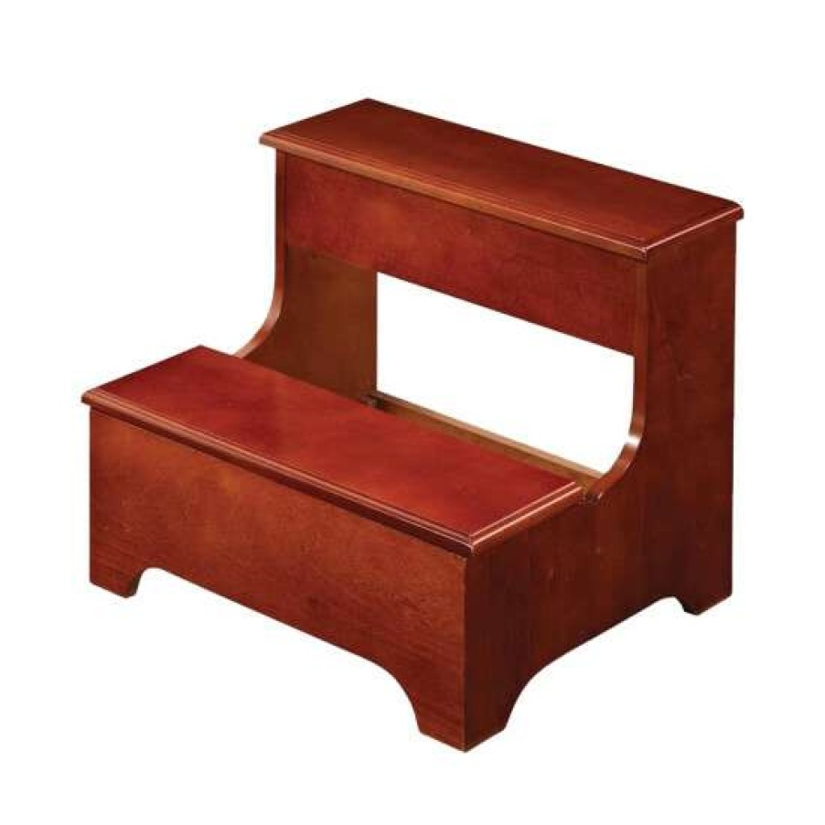 Furniture * | Cheap Simple Relax 2-Tier Step Stool With Hidden Storage In Brown Red