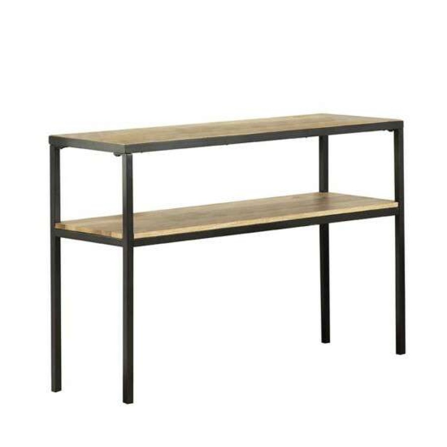 Furniture * | Flash Sale Simple Relax Metal Console Table With Shelf In Natural And Black