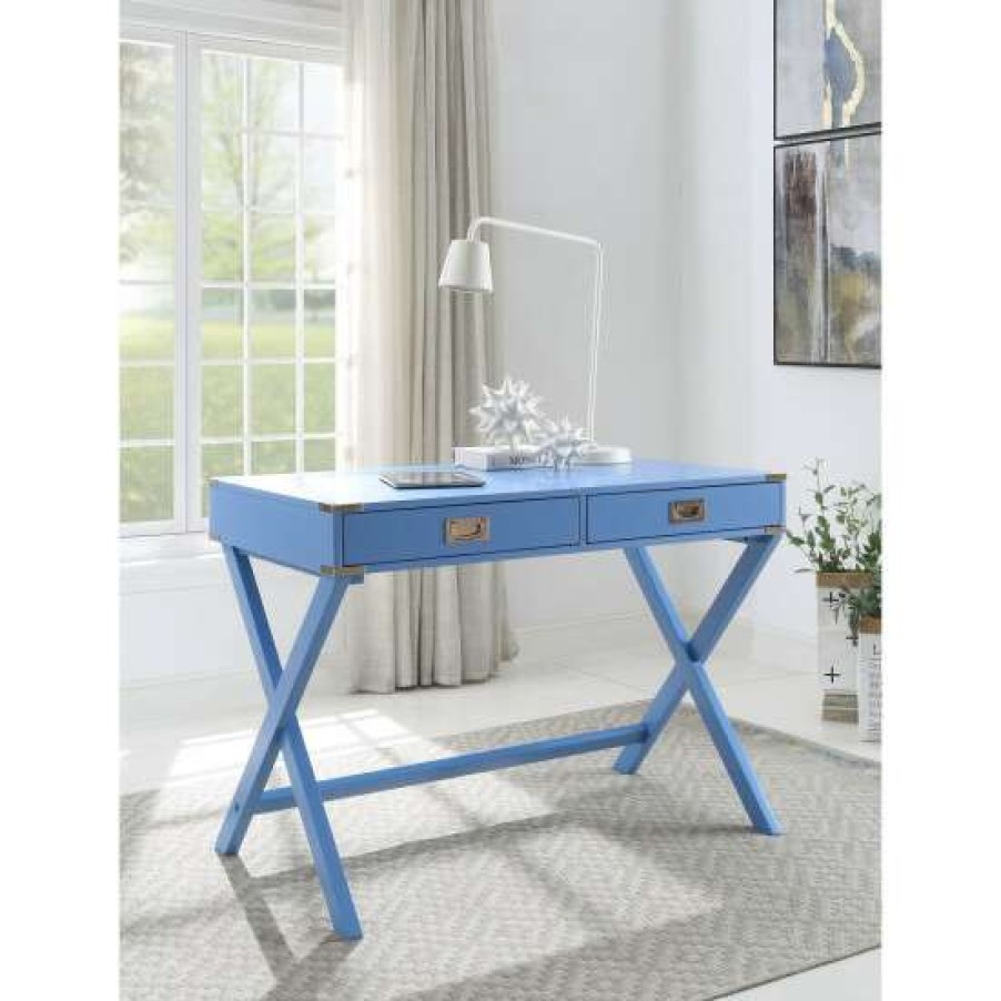 Furniture * | Cheapest Simple Relax 2 Drawers Writing Desk In Blue