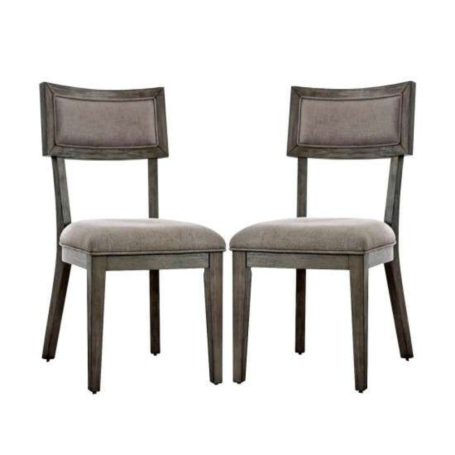 Furniture * | Brand New Simple Relax Set Of 2 Fabric Dining Side Chair In Gray