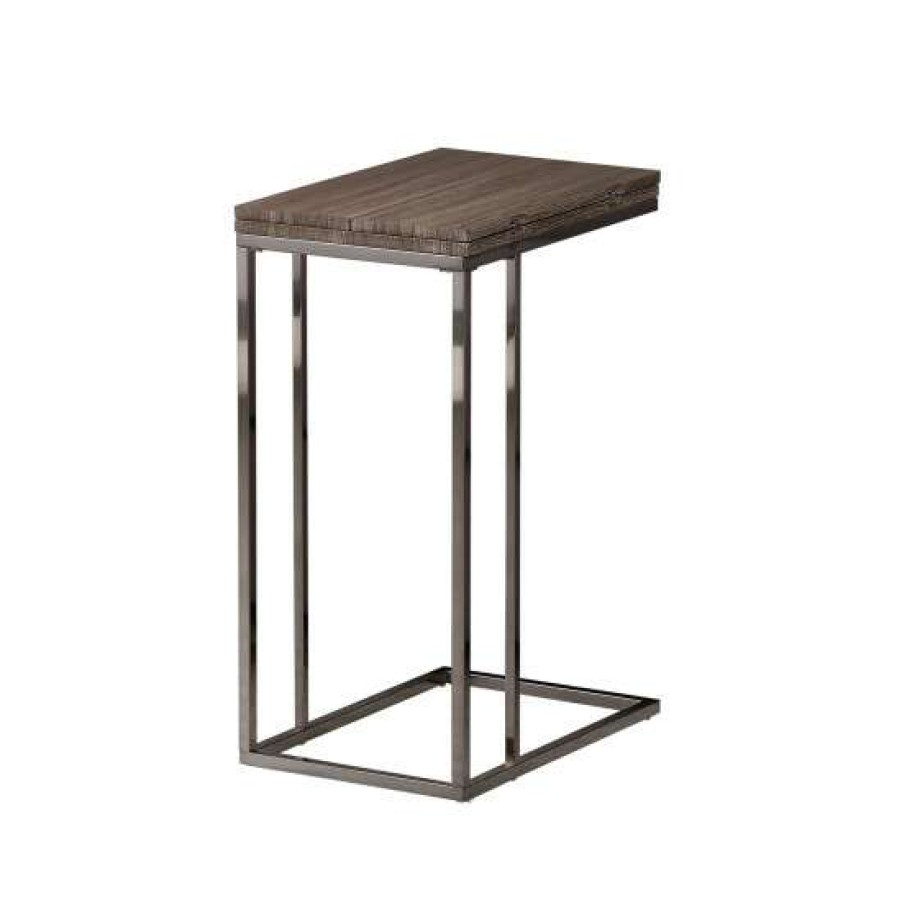 Furniture * | Top 10 Simple Relax Snack Table With Nickel Base, Weathered Grey