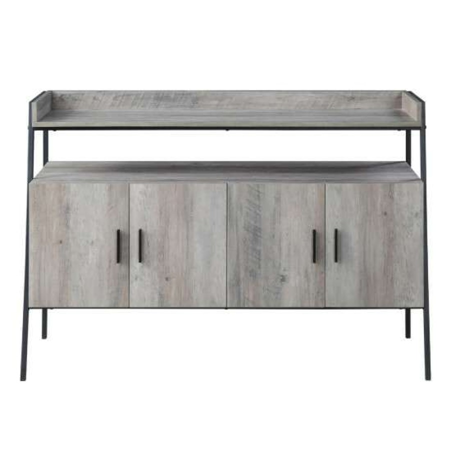 Furniture * | Best Sale Simple Relax 52 Metal Frame Tv Stand In Gray Oak And Black