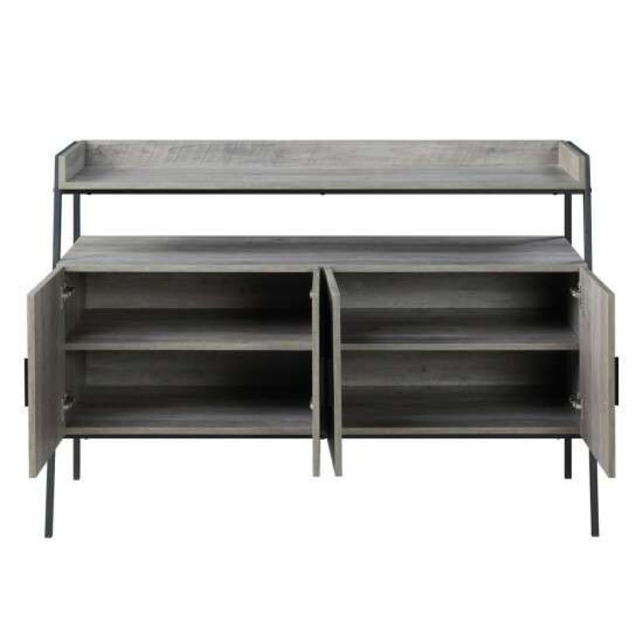 Furniture * | Best Sale Simple Relax 52 Metal Frame Tv Stand In Gray Oak And Black