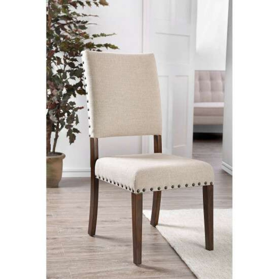 Furniture * | Promo Simple Relax Set Of 2 Brown Cherry And Ivory Dining Side Chair