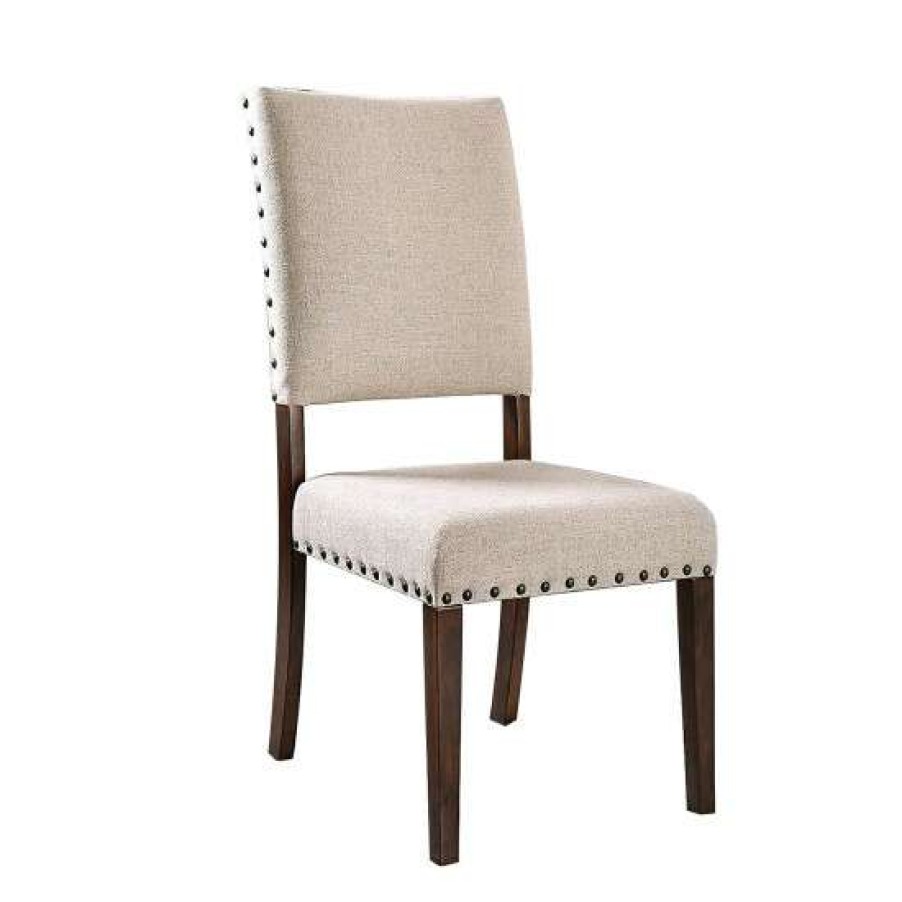 Furniture * | Promo Simple Relax Set Of 2 Brown Cherry And Ivory Dining Side Chair