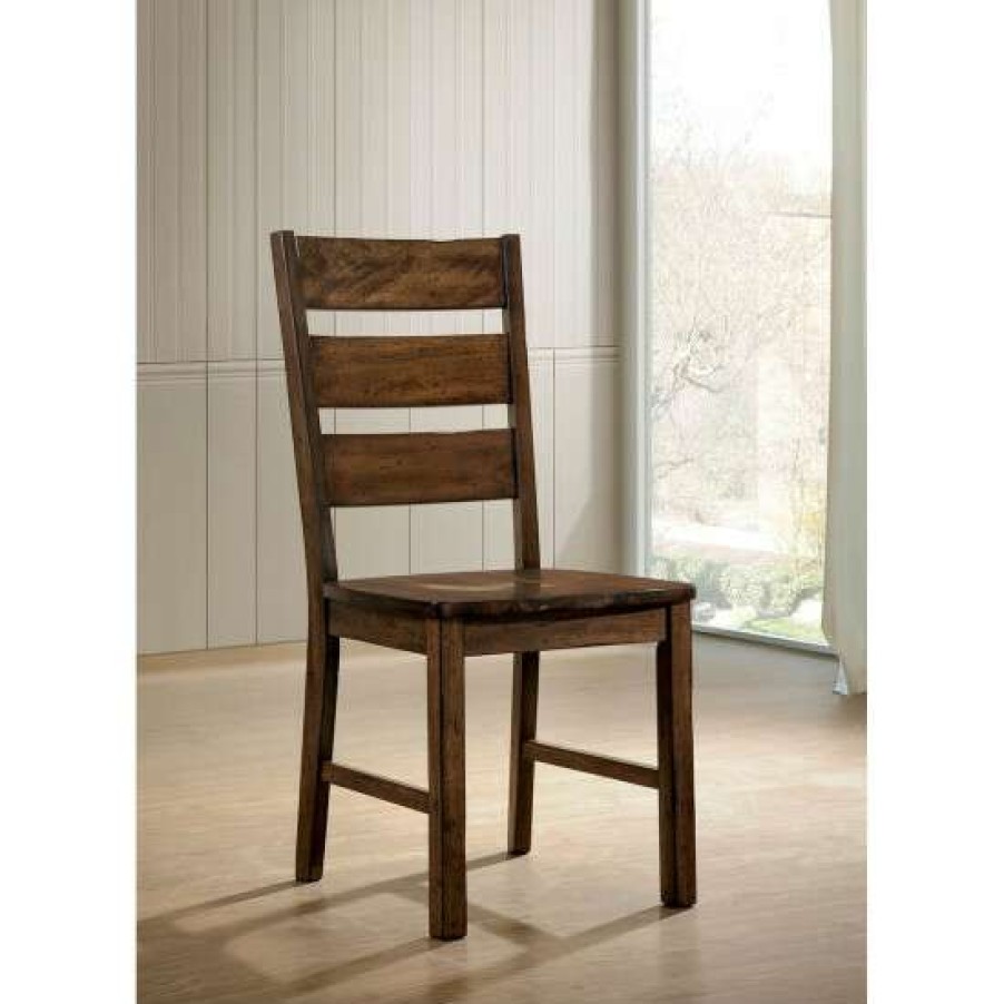 Furniture * | Best Pirce Simple Relax Set Of 2 Side Chair In Walnut Finish