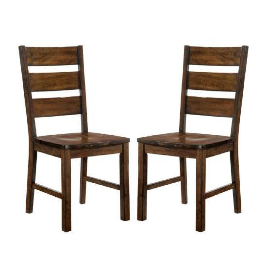 Furniture * | Best Pirce Simple Relax Set Of 2 Side Chair In Walnut Finish