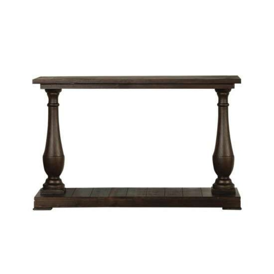 Furniture * | Top 10 Simple Relax 1 Shelf Wood Sofa Table With Turned Legs In Coffee Finish