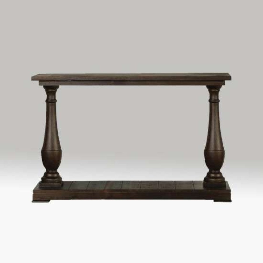 Furniture * | Top 10 Simple Relax 1 Shelf Wood Sofa Table With Turned Legs In Coffee Finish