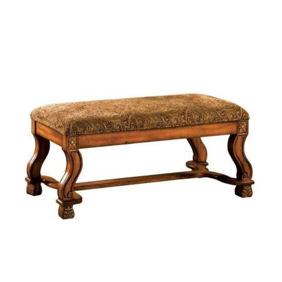 Furniture * | Promo Simple Relax Fabric Upholstered Bench In Antique Oak