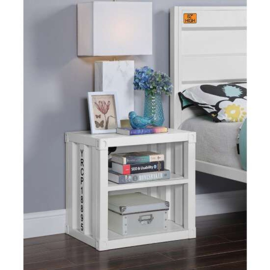 Furniture * | Best Sale Simple Relax Metal Frame Nightstand With Usb Design