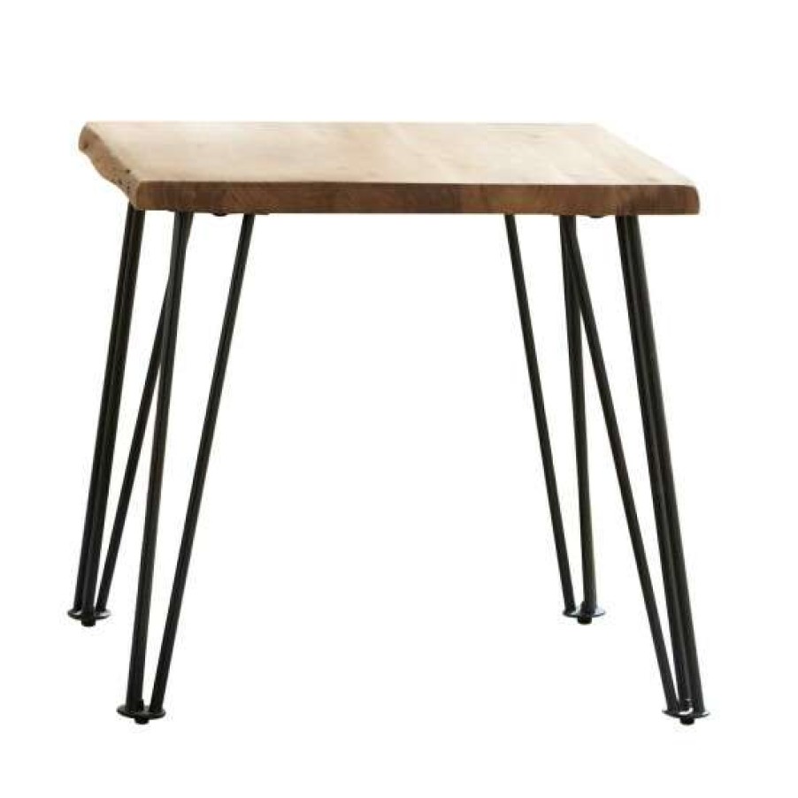 Furniture * | Coupon Simple Relax Square End Table With Metal Legs In Natural And Matte Black