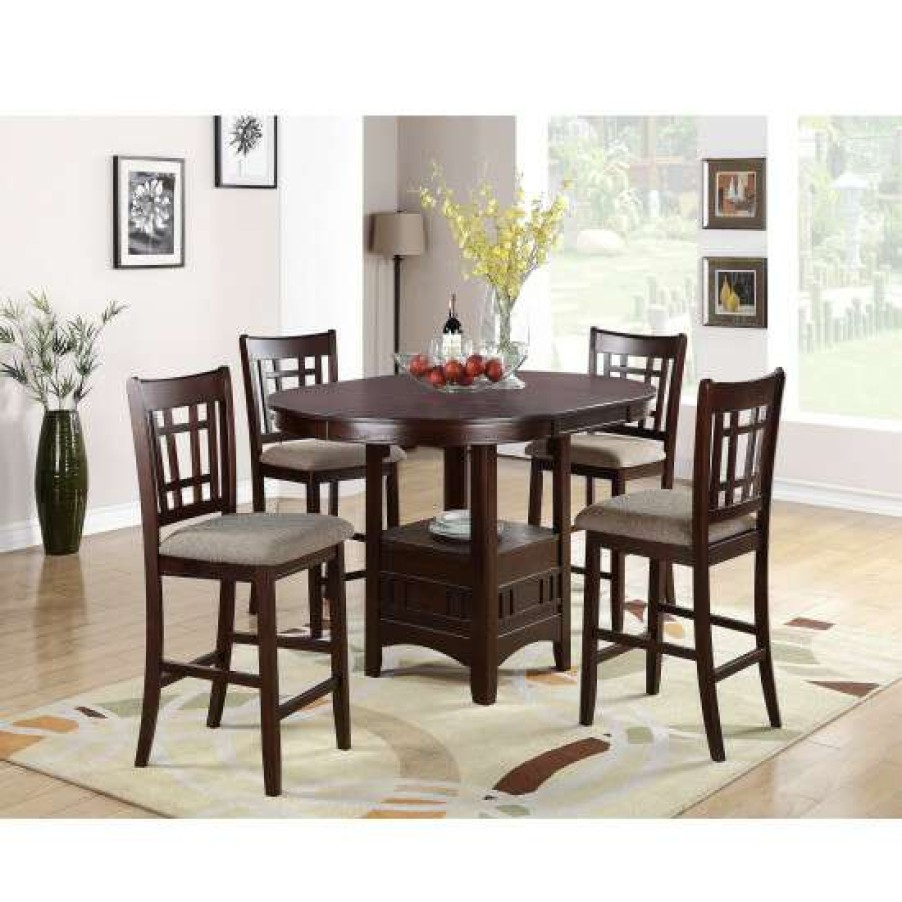 Furniture * | Best Pirce Simple Relax Round Dining Table With 18 Leaf In Brown