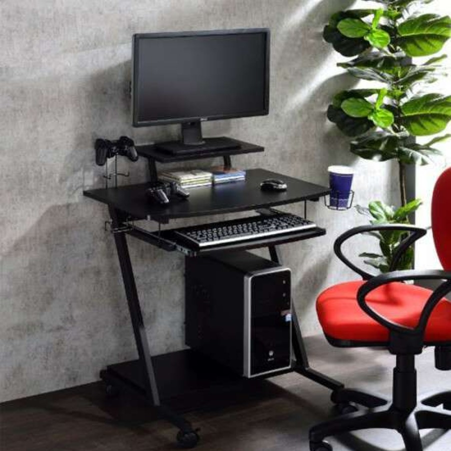 Furniture * | New Simple Relax Gaming Table With Keyboard Tray In Black