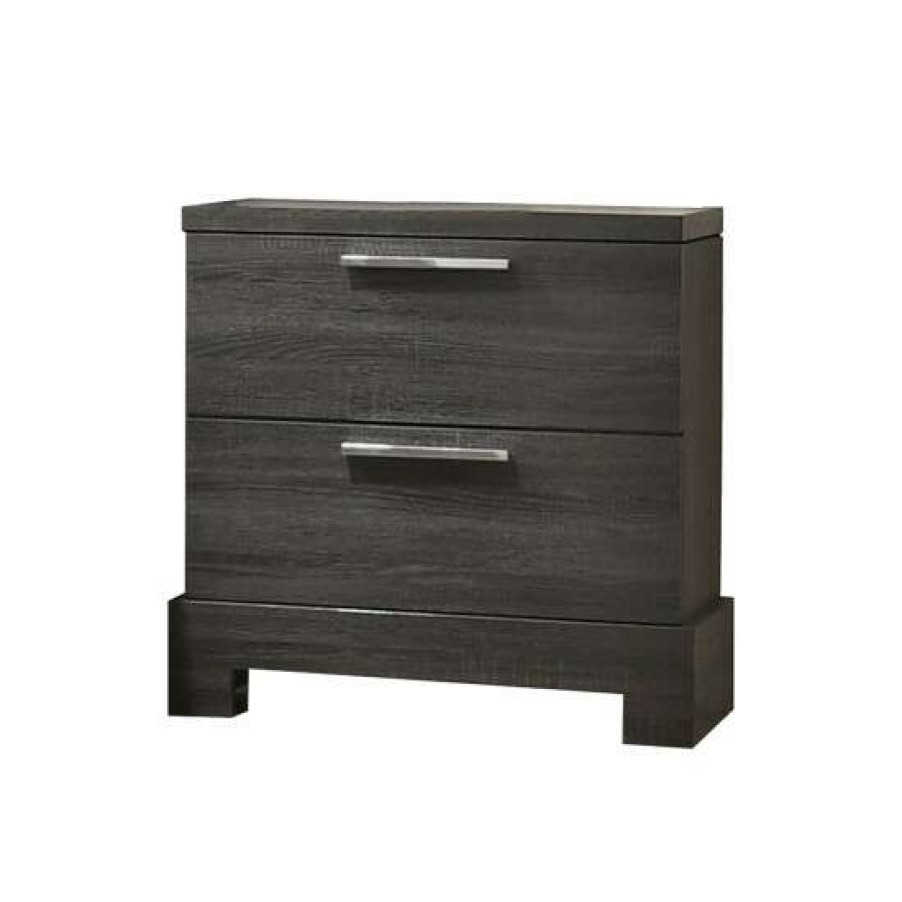 Furniture * | Flash Sale Simple Relax 2 Drawers Wooden Nightstand In Gray Oak Finish