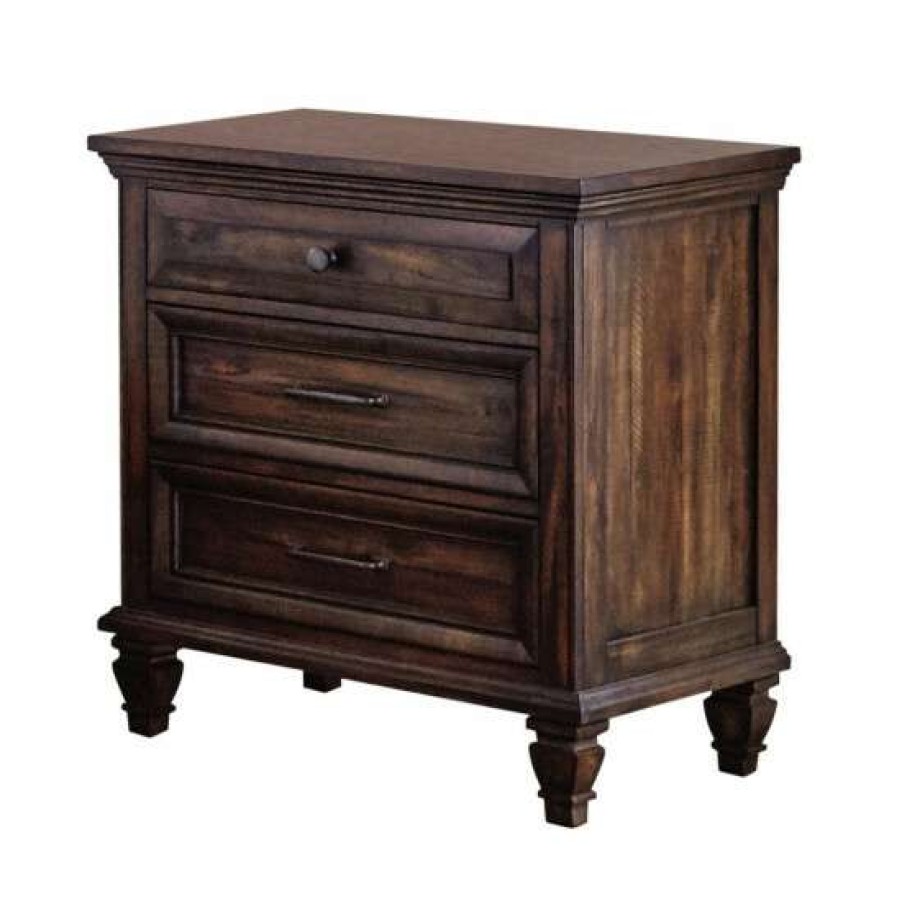 Furniture * | Best Pirce Simple Relax 3 Drawers Nightstand In Weathered Burnished Brown