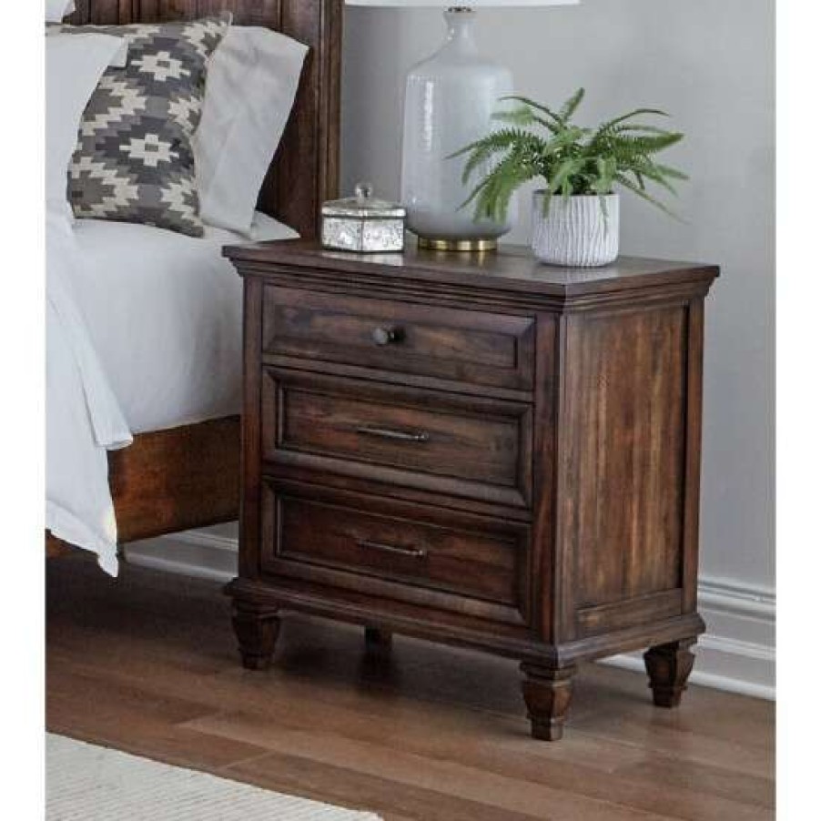 Furniture * | Best Pirce Simple Relax 3 Drawers Nightstand In Weathered Burnished Brown