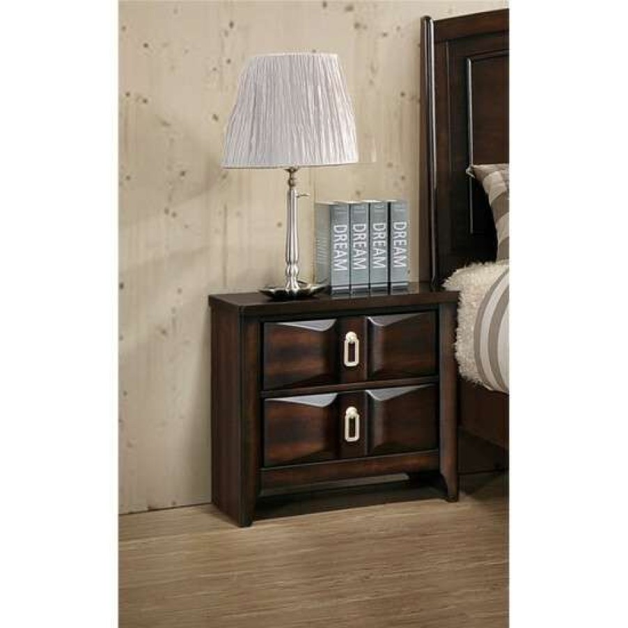 Furniture * | Deals Simple Relax 2 Drawer Nightstand In Brown