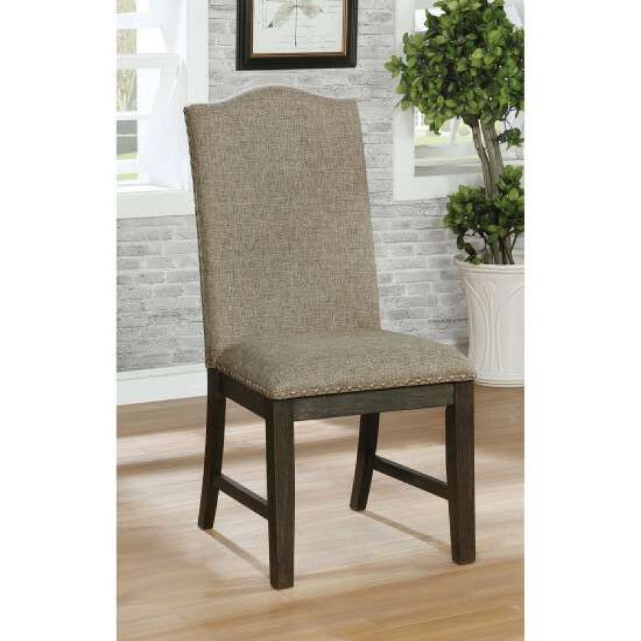 Furniture * | Top 10 Simple Relax Set Of 2 Dining Side Chair In Espresso And Warm Gray