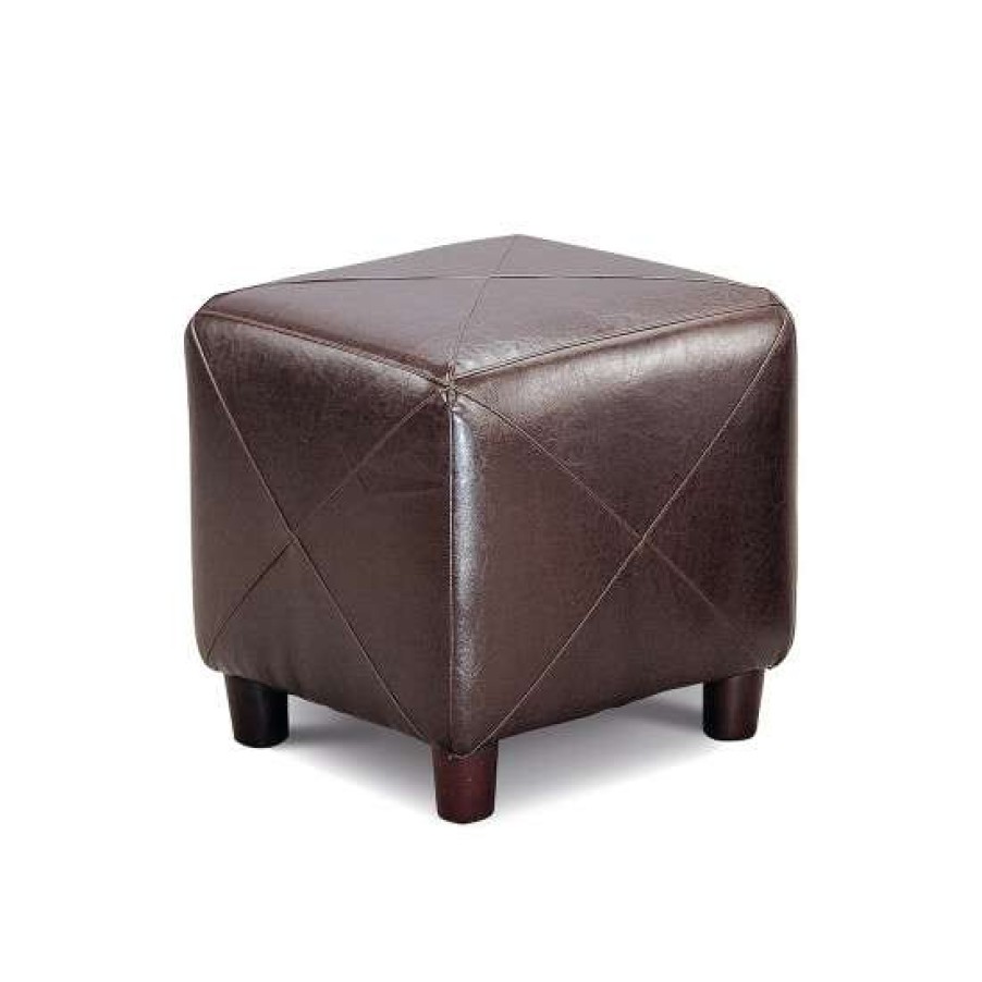 Furniture * | Promo Simple Relax Cube Shaped Ottoman In Dark Brown