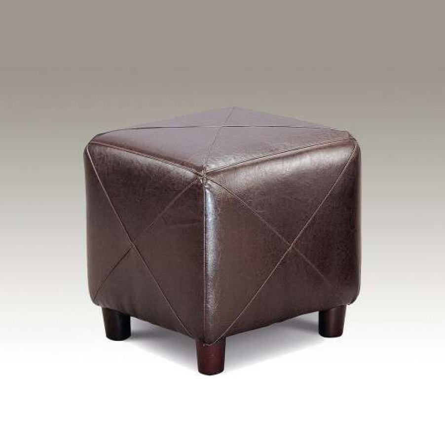 Furniture * | Promo Simple Relax Cube Shaped Ottoman In Dark Brown