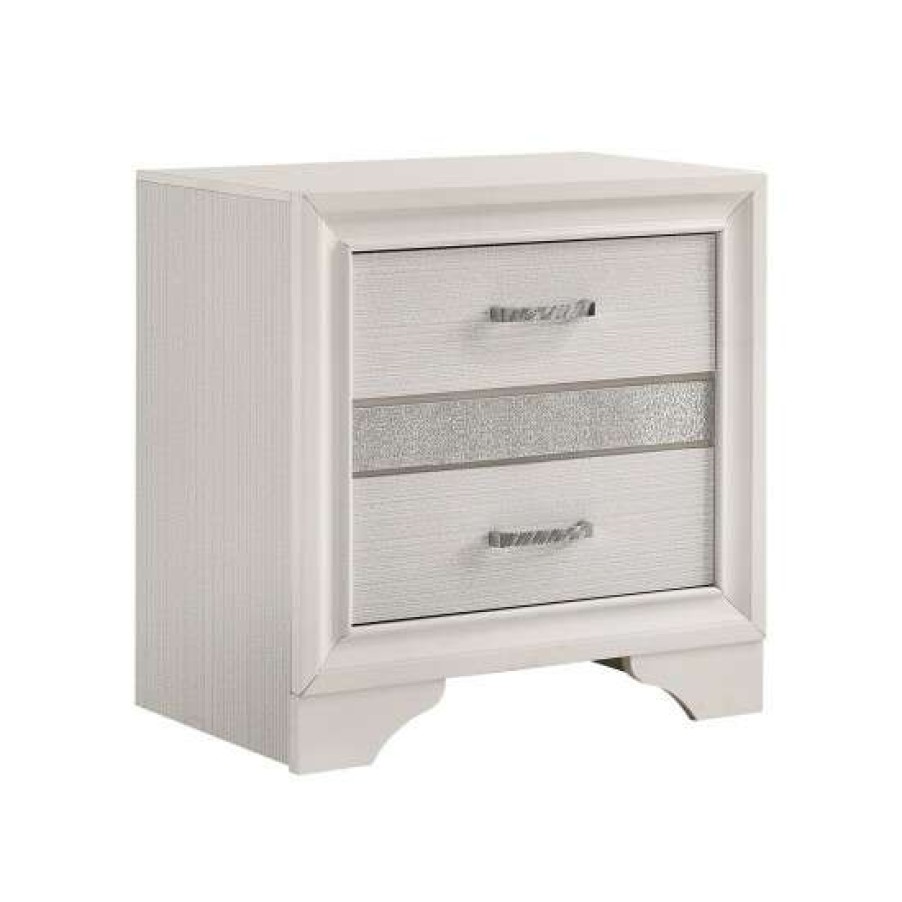 Furniture * | New Simple Relax 2 Drawers Wooden Nightstand In White