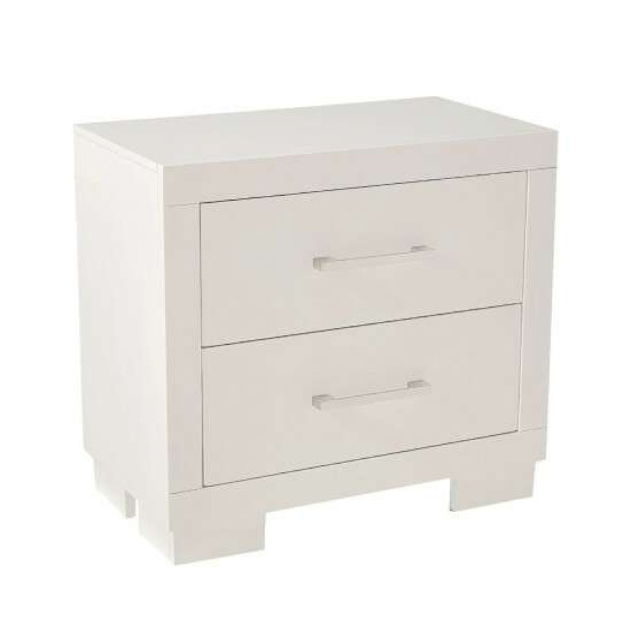 Furniture * | Best Pirce Simple Relax Wood Nightstand With 2 Drawers In White