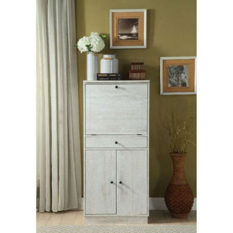 Kitchen & Dining * | Cheap Simple Relax 2 Doors And 1 Drawer Wine Cabinet In Antique White