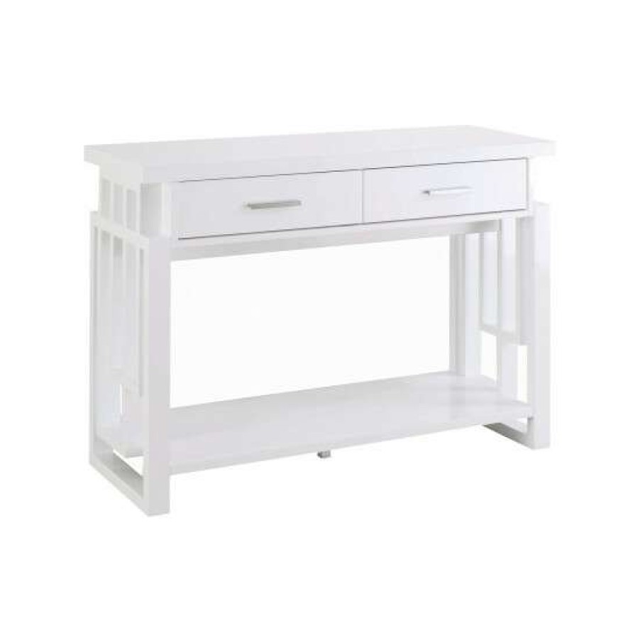 Furniture * | Top 10 Simple Relax Rectangular Sofa Table With 2 Drawers In White