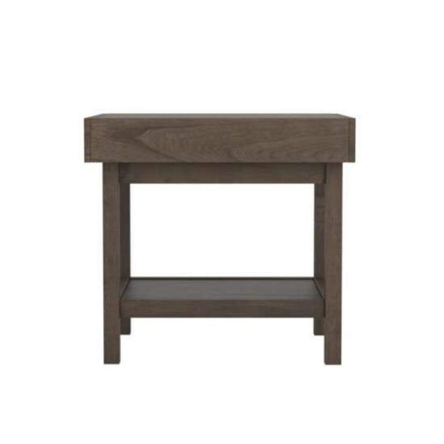 Furniture * | Deals Simple Relax Rectangle End Table With Shelf In Wheat Brown