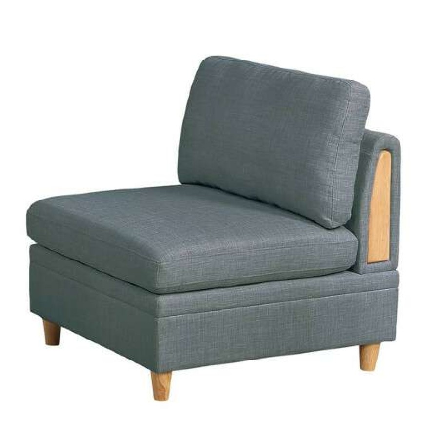 Furniture * | Best Deal Simple Relax Dorris Fabric Upholstered Modular Armless Chair With Solid Wood Decoration