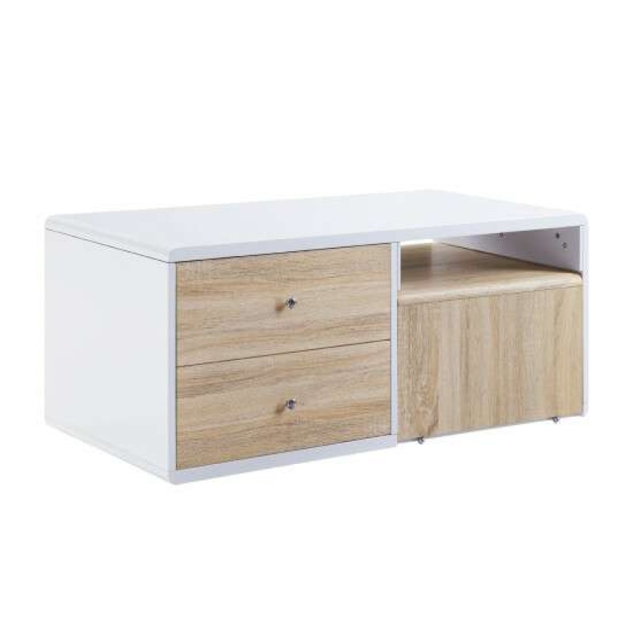 Furniture * | Cheapest Simple Relax Wooden Coffee Table In White High Gloss Finish