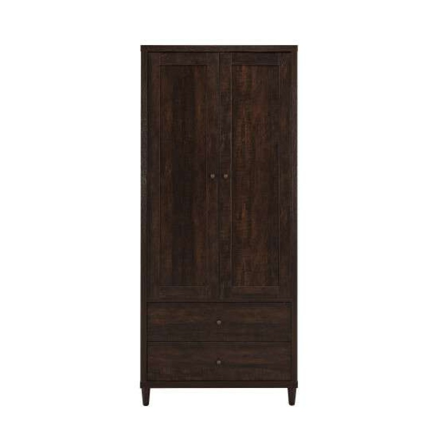 Furniture * | Best Pirce Simple Relax Tall Cabinet With 2 Drawers, Rustic Tobacco