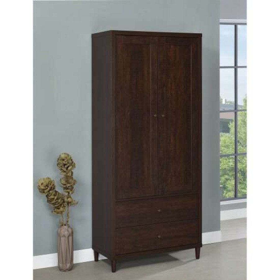 Furniture * | Best Pirce Simple Relax Tall Cabinet With 2 Drawers, Rustic Tobacco