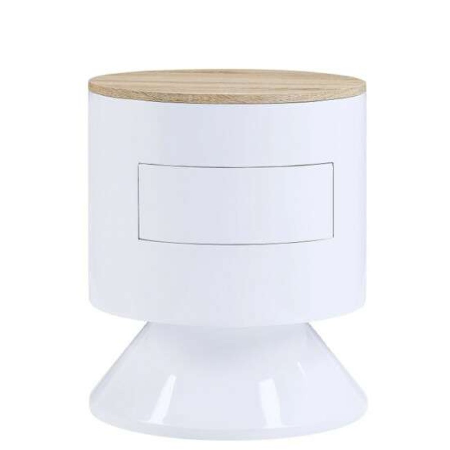 Furniture * | Flash Sale Simple Relax Wood Accent Table With A Drawer In White And Oak