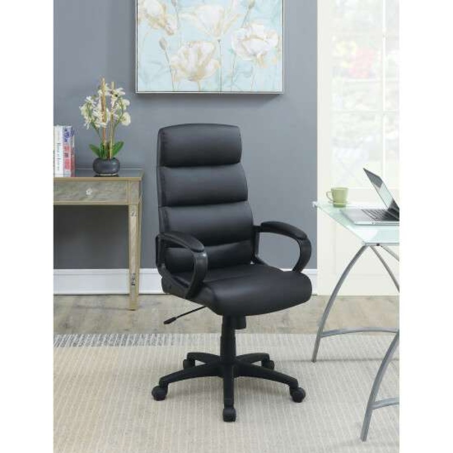 Furniture * | Wholesale Simple Relax High-Back Adjustable Height Office Chair In Black