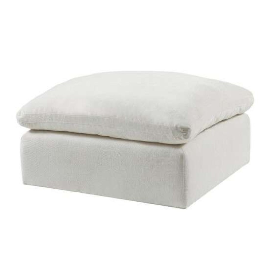 Furniture * | Wholesale Simple Relax Linen Upholstered Modular Ottoman In Ivory Finish