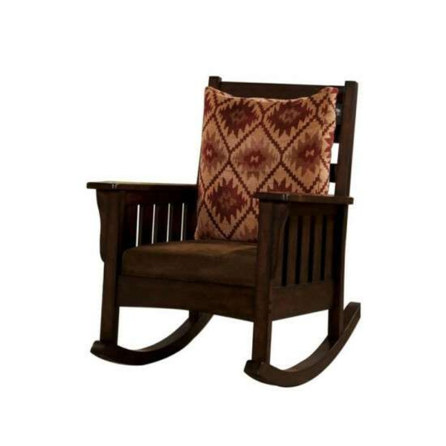 Furniture * | Best Pirce Simple Relax Wooden Rocking Chair In Dark Oak