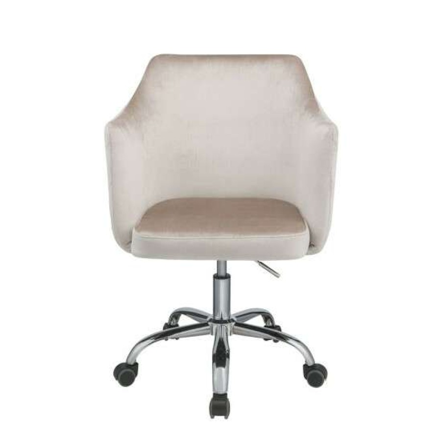 Furniture * | Best Reviews Of Simple Relax Velvet Upholstered Office Chair In Champagne And Chrome Finish