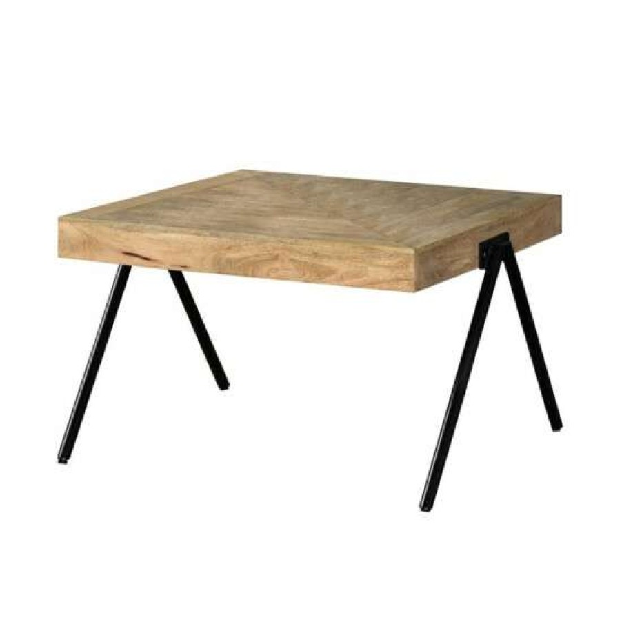 Furniture * | Flash Sale Simple Relax Rectangular Coffee Table With Metal Legs In Natural And Black