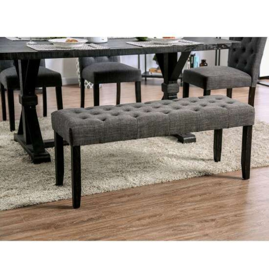 Furniture * | Budget Simple Relax Fabric And Wood Dining Bench