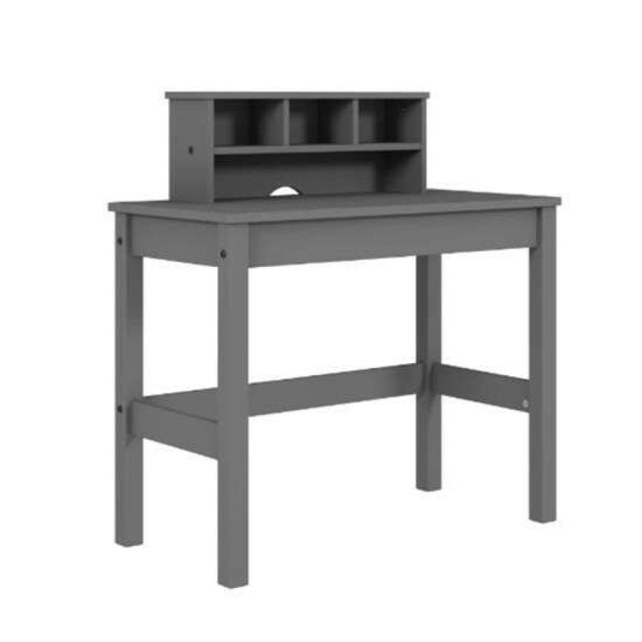 Furniture * | Cheapest Simple Relax Wooden Writing Desk With Hutch In Grey