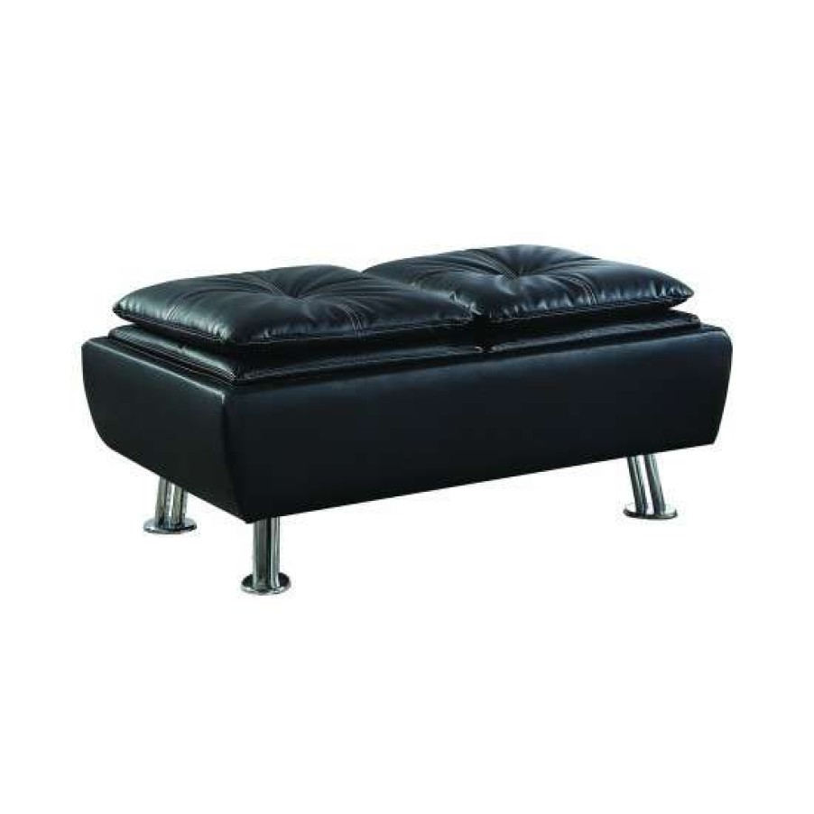 Furniture * | Discount Simple Relax Leatherette Storage Ottoman With Reversible Trays