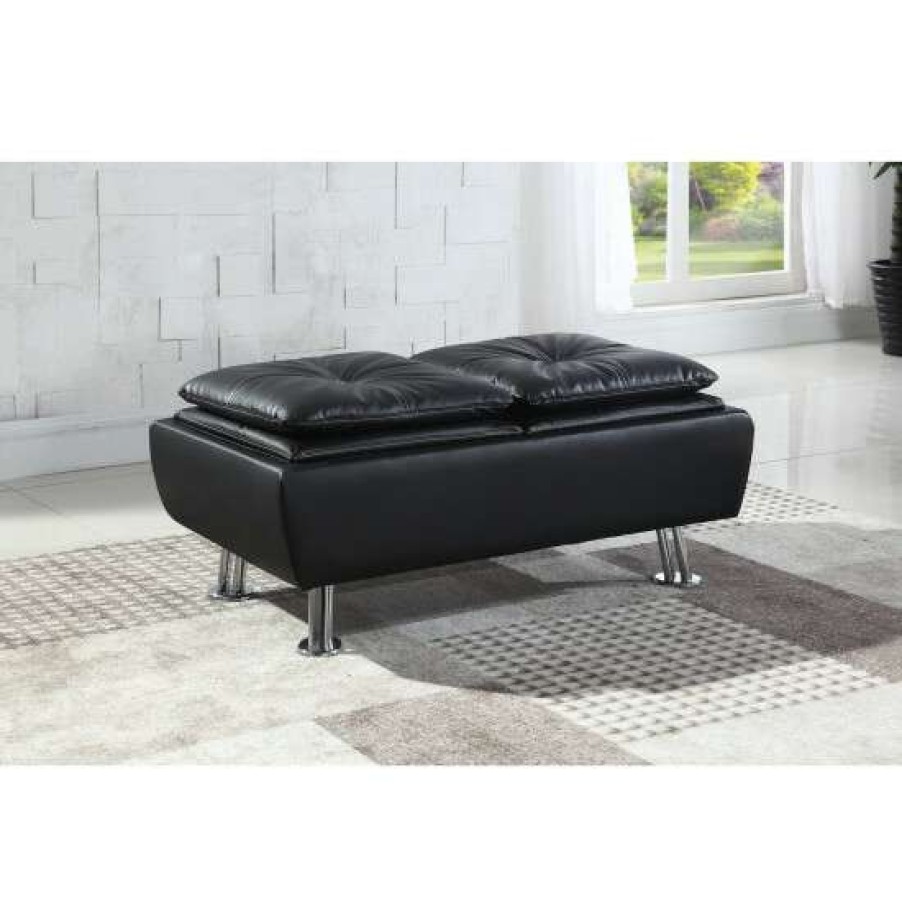 Furniture * | Discount Simple Relax Leatherette Storage Ottoman With Reversible Trays