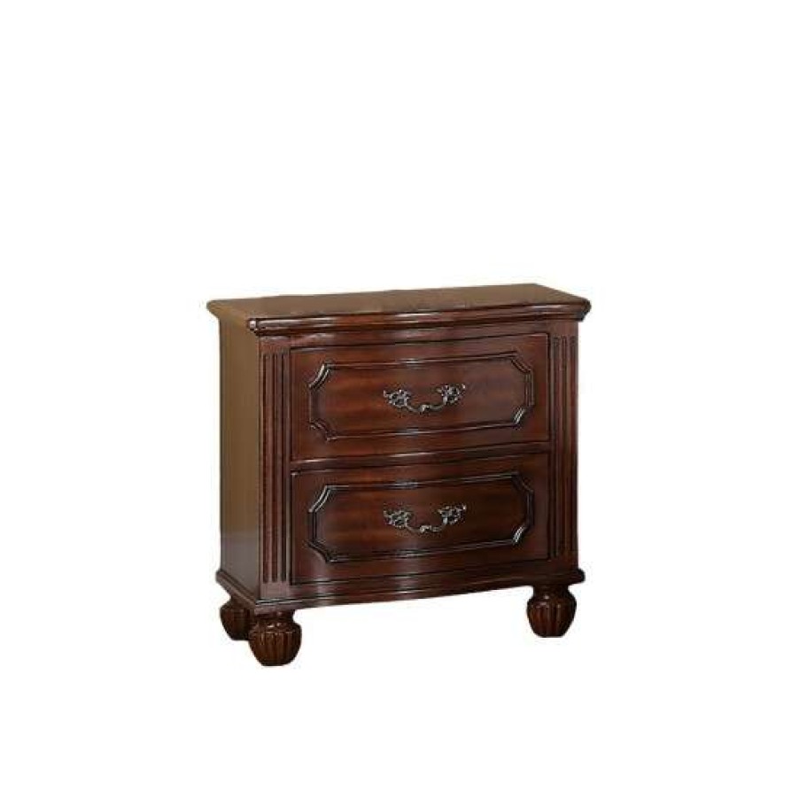 Furniture * | Brand New Simple Relax Wooden 2-Drawers Brown Nightstand