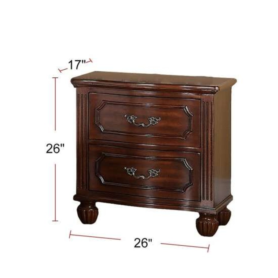 Furniture * | Brand New Simple Relax Wooden 2-Drawers Brown Nightstand