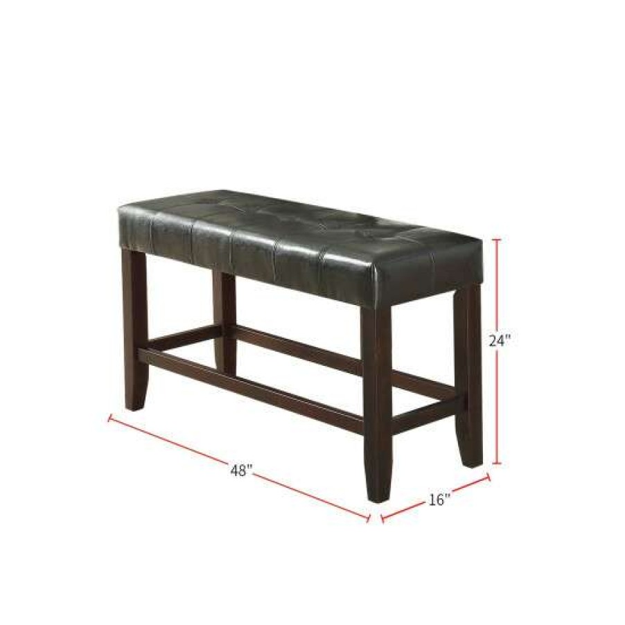 Furniture * | Best Deal Simple Relax Faux Leather Wood High Bench