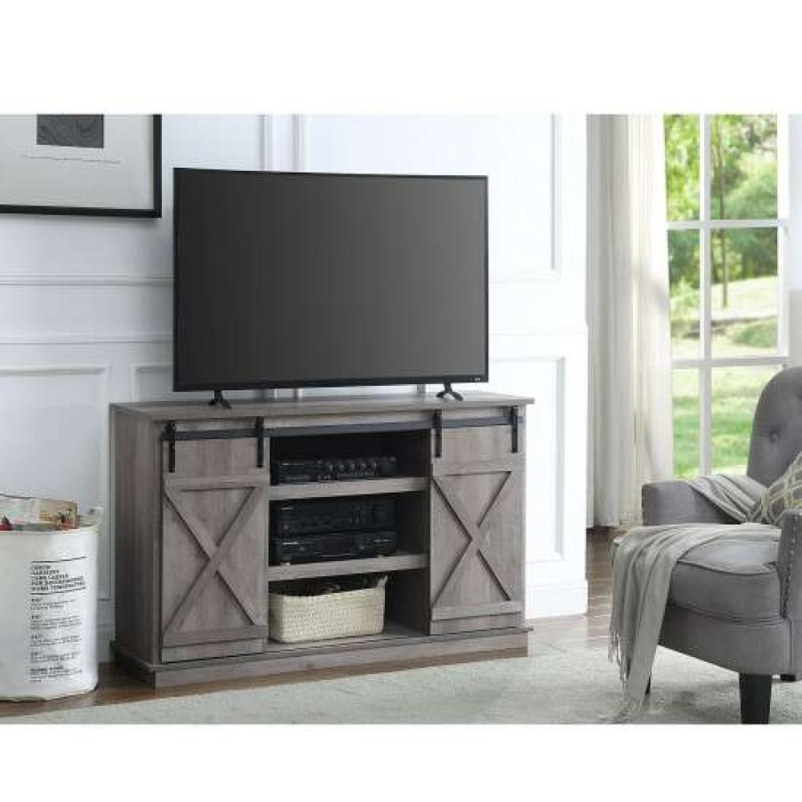 Furniture * | Best Reviews Of Simple Relax 3 Doors And 2 Open Compartments Tv Stand In Gray